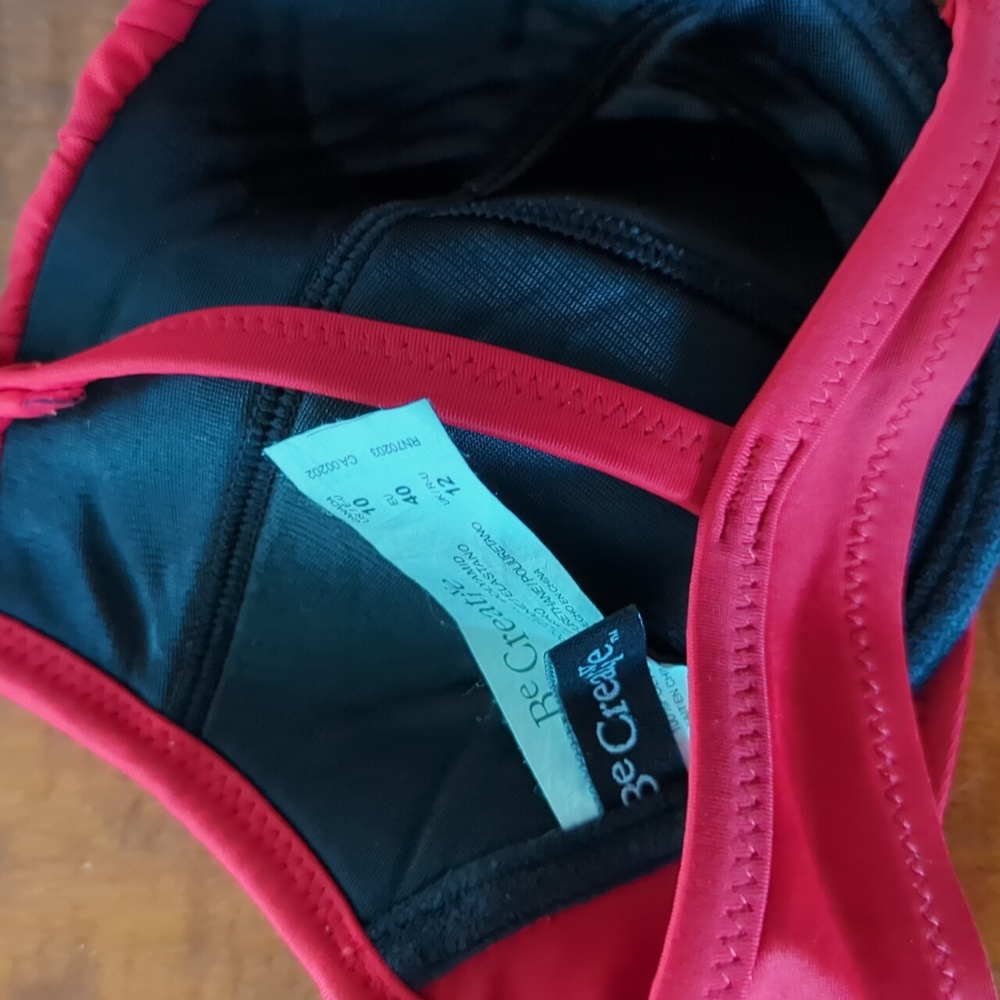 Be Creative Sz 10 Red Pleated Bikini Top with Adjustable Straps - Picture 7 of 7